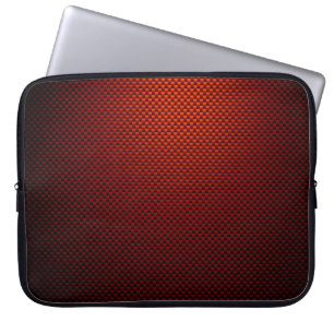 Red rust black carbon fibre patterned laptop sleeve
