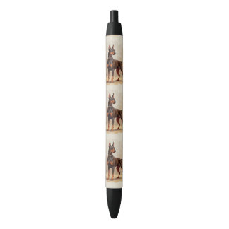Red Rust Brown Doberman Pinscher Dog Black Ink Pen