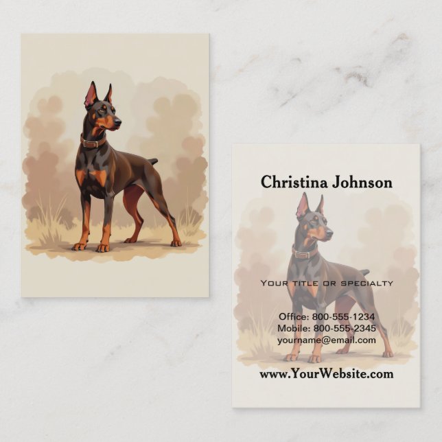 Red Rust Brown Doberman Pinscher Dog Business Card (Front/Back)
