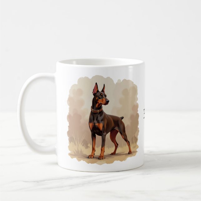 Red Rust Brown Doberman Pinscher Dog Coffee Mug (Left)