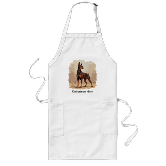 Red Rust Brown Doberman Pinscher Dog Long Apron (Front)