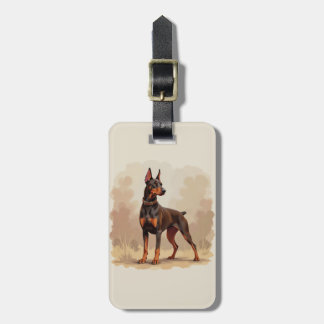 Red Rust Brown Doberman Pinscher Dog Luggage Tag