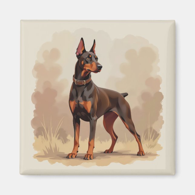 Red Rust Brown Doberman Pinscher Dog Magnet (Front)
