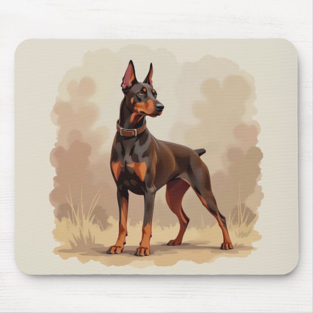Red Rust Brown Doberman Pinscher Dog Mouse Pad (Front)