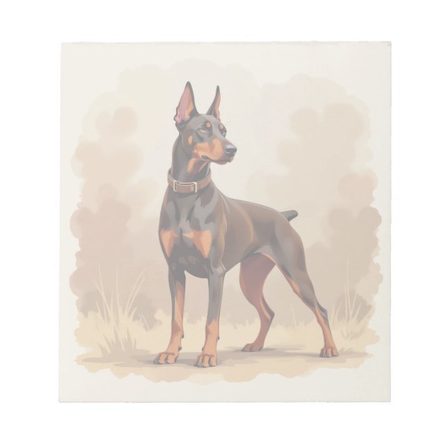 Red Rust Brown Doberman Pinscher Dog Notepad (Front)