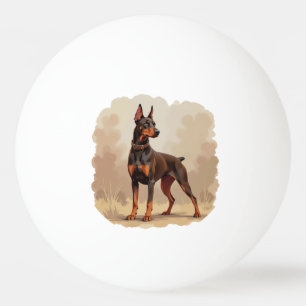 Red Rust Brown Doberman Pinscher Dog Ping Pong Ball