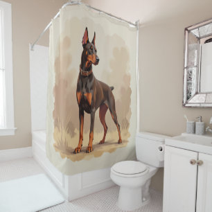 Red Rust Brown Doberman Pinscher Dog Shower Curtain