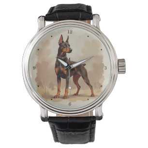 Red Rust Brown Doberman Pinscher Dog Watch