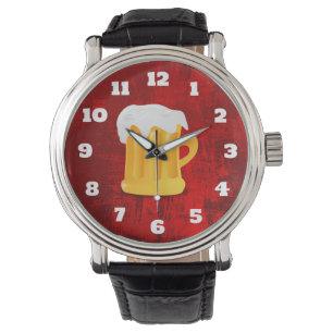 Red Rustic Abstract with Beer Stein Watch
