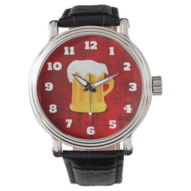 Red Rustic Abstract with Beer Stein Watch (Front)