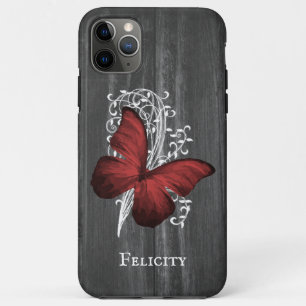 Red Rustic Butterfly Personalised Case-Mate iPhone Case