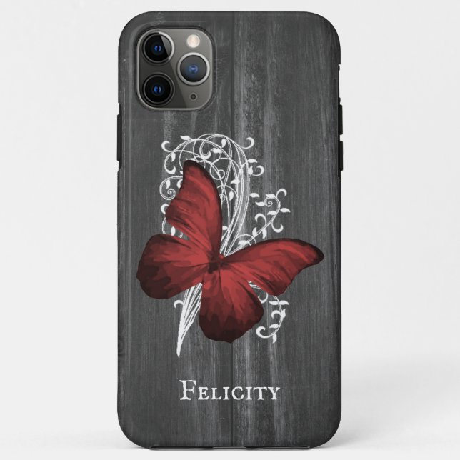 Red Rustic Butterfly Personalised Case-Mate iPhone Case (Back)
