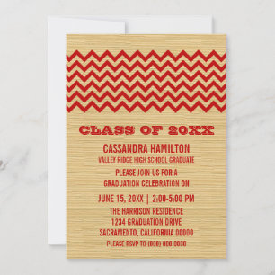Red Rustic Chevron Graduation Invite