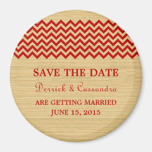 Red Rustic Chevron Save the Date Magnet