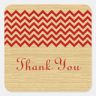 Red Rustic Chevron Thank You Stickers