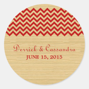 Red Rustic Chevron Wedding Stickers