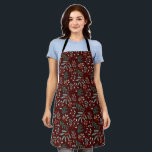 Red Rustic Christmas Botanical Pattern Apron<br><div class="desc">Festive and rustic apron featuring hand drawn illustration of winter greenery.</div>