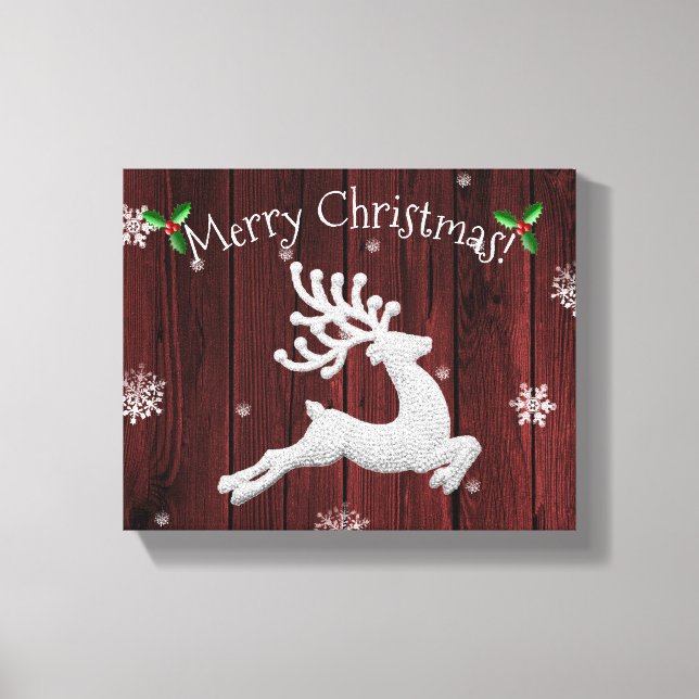 Red Rustic Christmas Reindeer Canvas Print (Front)
