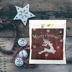 Red Rustic Christmas Reindeer Favour Bags