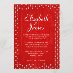 Red Rustic Country Barn Wood Wedding Invitations