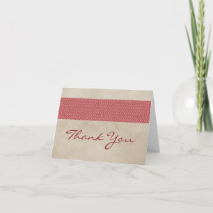 Red Rustic Damask Thank You Card
