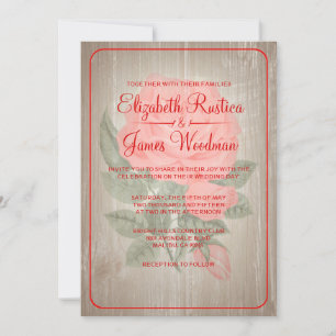 Red Rustic Floral Wedding Invitations