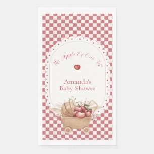 Red Rustic Gingham Boho Apple Baby Shower Napkin