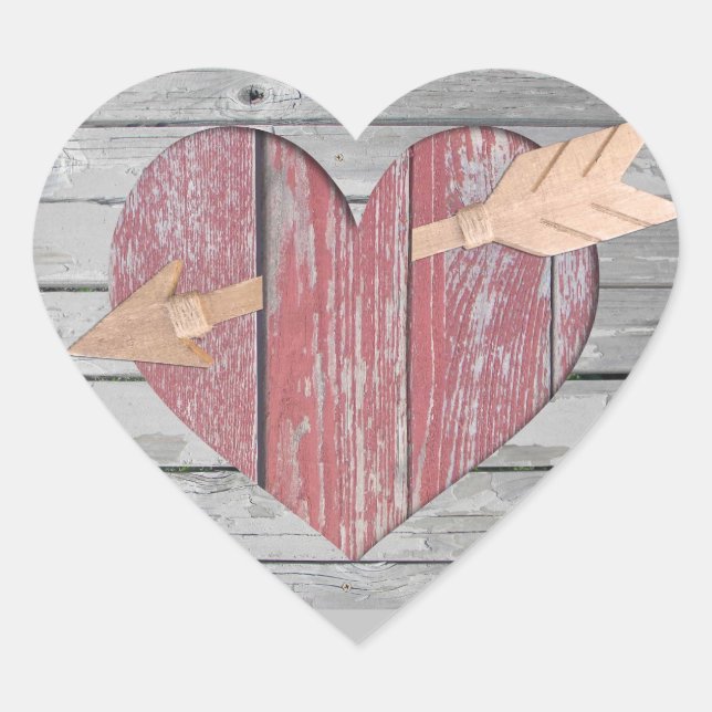 Red Rustic Heart Stickers (Front)