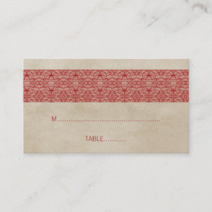 Red Rustic Lace Wedding Place Card