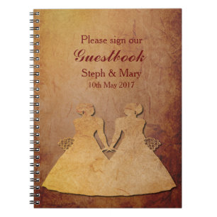 Red Rustic Lesbian Wedding Guestbook Notebook