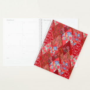 Red , rustic , patchwork planner
