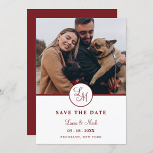 Red Rustic Photo Minimalist Wedding Initials