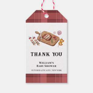 Red Rustic Plaid Country Baby Q Baby Shower Gift Tags