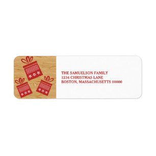 Red Rustic Presents Holiday Address Labels