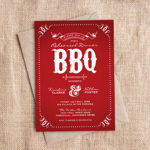 Red Rustic Rehearsal Dinner BBQ Invitation