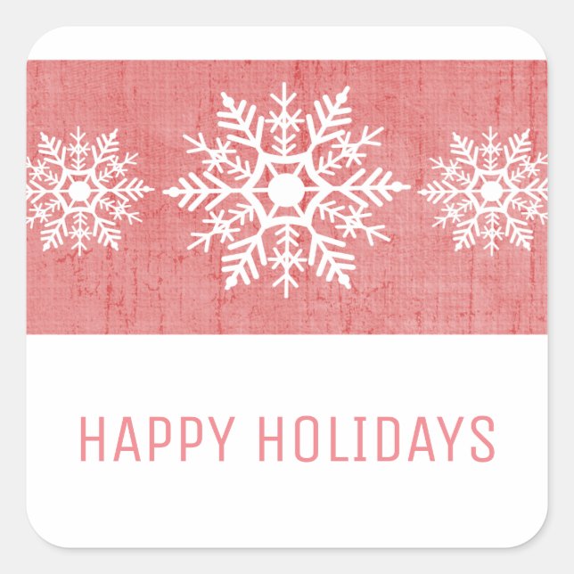 Red Rustic Snowflake Holiday Square Sticker (Front)