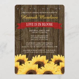 RED RUSTIC SUNFLOWER BRIDAL SHOWER INVITATION