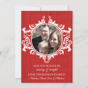 Red Rustic Swirls Photo Flat Card