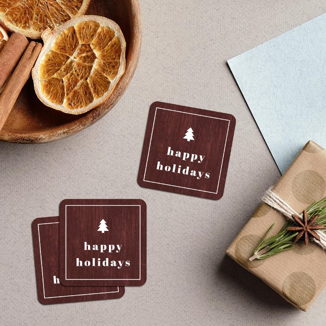 Red Rustic Tree Woodgrain Christmas Sticker (Creator Uploaded)