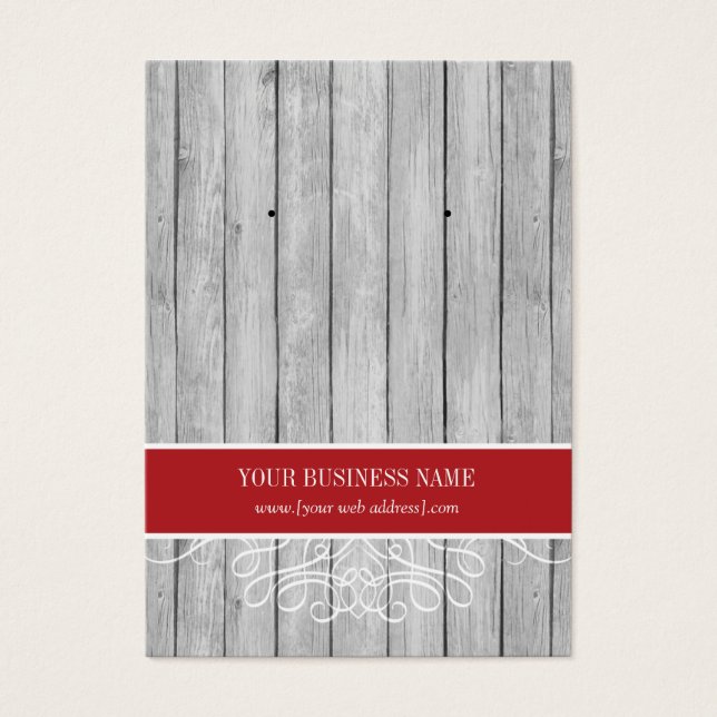 Red Rustic Wood Custom Earring Card (Front)