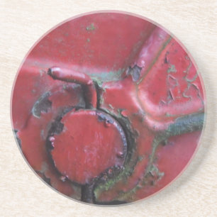 Red rusty truck close-up coaster