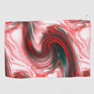 Red S-curves brush strokes and creamy pink glass T Golf Towel