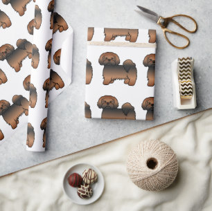 Red Sable Lhasa Apso Cartoon Dog Pattern Wrapping Paper
