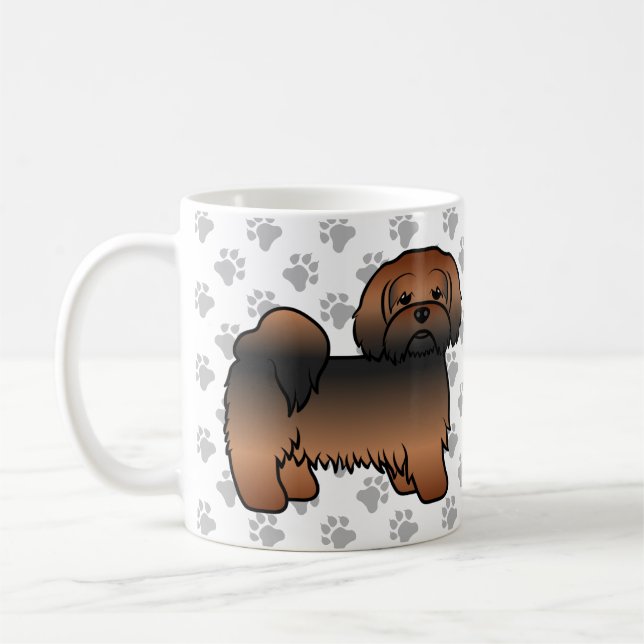 Red Sable Lhasa Apso Cute Cartoon Dog Coffee Mug (Left)