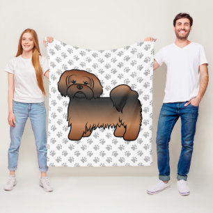 Red Sable Lhasa Apso Cute Cartoon Dog Fleece Blanket