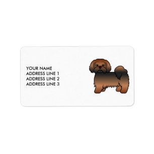 Red Sable Lhasa Apso Cute Dog & Custom Text Label
