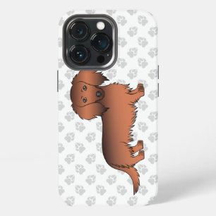 Red Sable Long Hair Dachshund Cartoon Dog & Paws iPhone 13 Pro Case