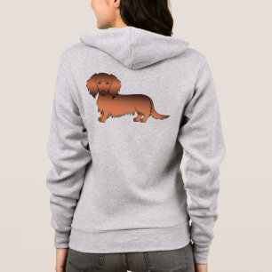 Red Sable Long Hair Dachshund Cute Cartoon Dog Hoodie