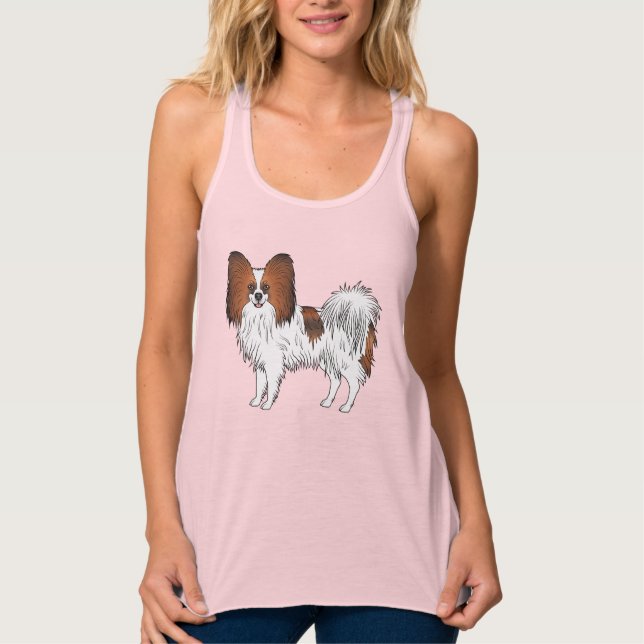 Red Sable Papillon Cute Cartoon Dog Illustration Singlet (Front)