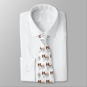 Red Sable Papillon Cute Cartoon Dog Pattern Tie